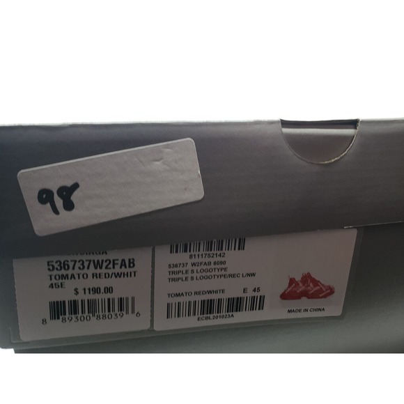 men's balenciaga Triple S logo sneakers RED ALL OVER PRINT $1190 US 12 EU 45 - Picture 3 of 7